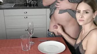 Dinner for cum - Cum drinking - Cum swallowing