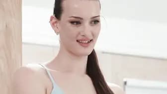 Cleaner stares straight into boss pussy