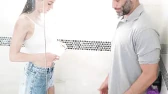 DILFs cock is so big but it fits perfectly into his stepdaughter Summer Renees pussy