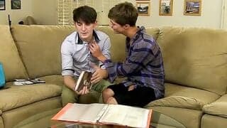 Handsome gay guy bends over and takes a huge dick in his ass