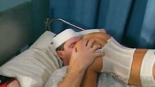Slutty blonde nurse sixty nines her patient