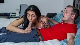 Ariana Starr sneakily sucks Brick Danger's hard cock
