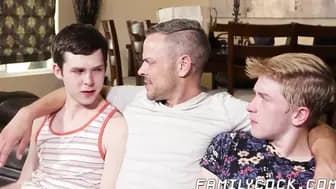 Bisexual blonde Zacc Andrews enjoys being pleasured by two big cocks