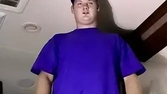 Chubby guy jerks off and makes his dick hard