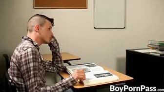 Naughty teacher drills twinks tight love hole and moans