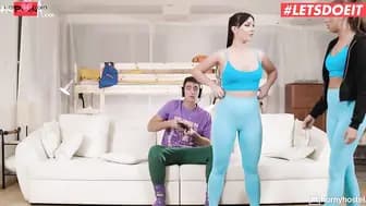 Goofy gamer abandons sex tape addiction for yoga chick booty he can’t resist