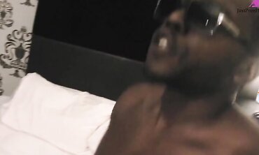 Hot Brunette Babe with Big Boobs Sucks a Hard Black Cock