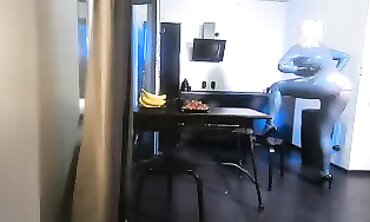 Hot MILF Cougar Fetish - Older Woman in Gloves Dominates barely legal Man with BDSM Cat Suit
