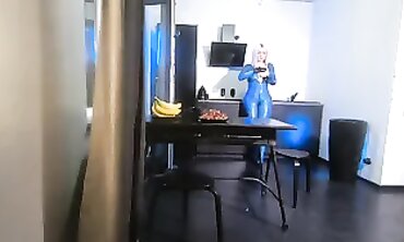 Hot MILF Cougar Fetish - Older Woman in Gloves Dominates barely legal Man with BDSM Cat Suit