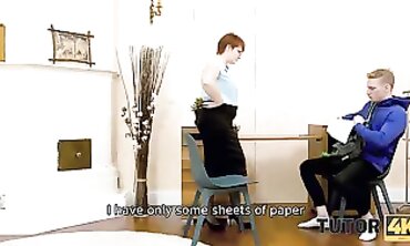 Exhilerating Lesson - Professor's Redhead Student Gets Pounded Hard