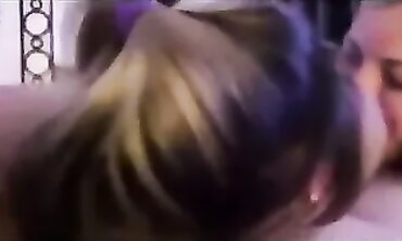 Three Way Pleasure - Two Hot blondes share their man's hard cock in POV