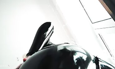 Bondaged Babe's Vinyl-Clad Ass Gets Dominated by Her Master - Chastity Videos