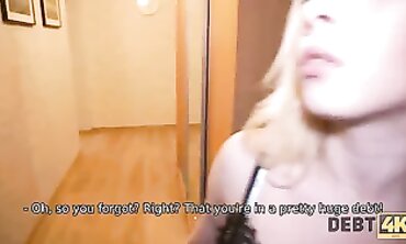 Curvy Towhead Babe With Curled Hair Gets Debt Relief In A Hot Way