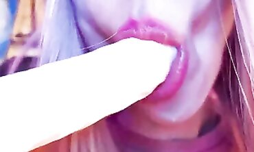College Girl's Close Up Lip Job - Blowjob POV with Big Dick & Deepthroat