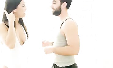 Dark-Haired Teen Facesitting Blowjob & Riding on Top of Older Man