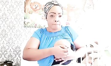 Nigerian COUGAR flashes how to jacks and milk her humungous