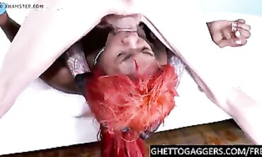 Black Amateur Gets Her First Hardcore Interracial Gangbang