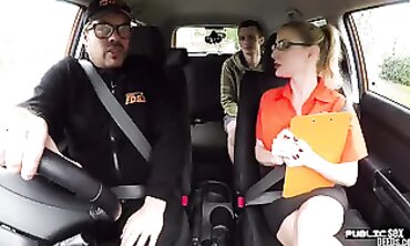 English Blonde Georgie Lyall Deepthroats Her Stepbrother In A Car