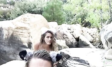 Outdoor Cosplay Anal Sex with Butt Plug and Cumshot