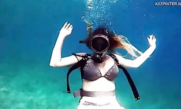 Chubby Croatian Brunette Gets Wet Underwater on a Yacht
