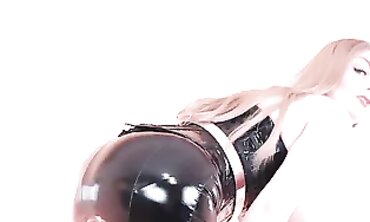 Joy Poses in Tight Latex and Masturbates