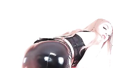 Joy Poses in Tight Latex and Masturbates