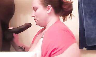 Milky MILF Queen Gives Rough Interracial Blowjob