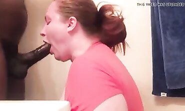 Milky MILF Queen Gives Rough Interracial Blowjob