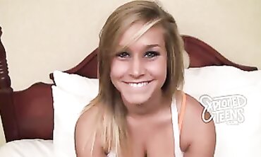 POV Casting: Sweet Blonde With Natural Tits Takes A Huge Blowjob