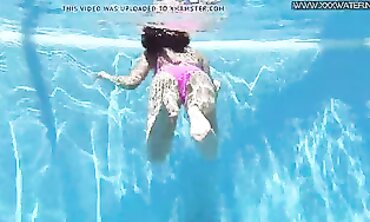 Jessica Lincoln Swims Nude in the Pool