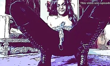 Ebony MILF in Glossy Boots Dances to Rap Queen