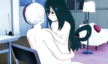 Todoroki and Tsuyu Rough Booty Sex in My Hero Academia Hentai