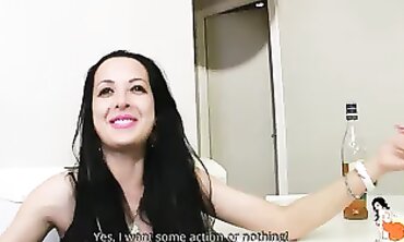 Ditzy Brunette Johana's First Group Sex with Three BBCs