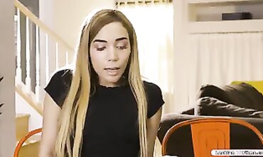 Brazilian Coed Gets Table Massage from Shaved Latina Teacher