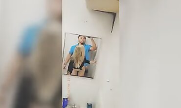 Petite Blonde Gets Interracial Fuck in Mall Restroom