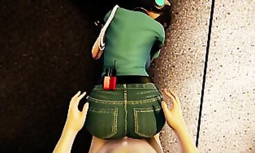 POV: Chubby Campus Cutie in Denim Gives Lecturer a Creampie