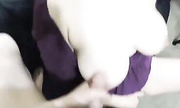 Stranger Cums on My Wife's Boobs After Rough Sex