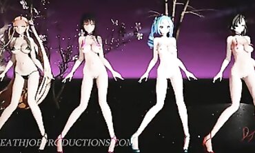 MMD 4K Swimsuit Blend: Hatsune Miku, Mitsu, and Kangxi Ghost