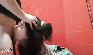 Russian Amateur Slut Takes Deep Cock in Public Toilet