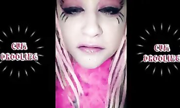 Blonde Cosplay Girl Salivating and Munching on Cum