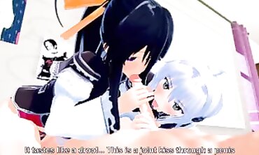 Raven-Haired Stunner Gets Dual Creampied In School Trio