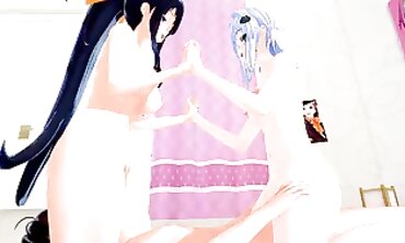 Raven-Haired Stunner Gets Dual Creampied In School Trio