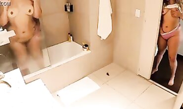 Voyeur Catches Latina BFF And Boyfriend Showering