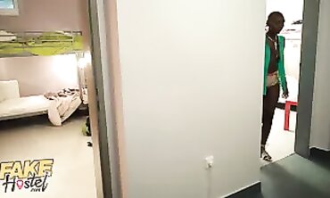 Faux Hostel: Tall Dutch Ebony Goddess and Cutie in a 3-Way