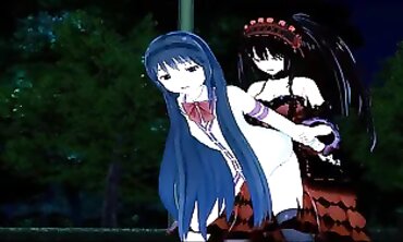 Kurumi Tokisaki Futanari Kink With Homura Akemi