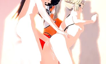 Mordred & Caenis 3-Way Hardcore Anal in Koikatsu