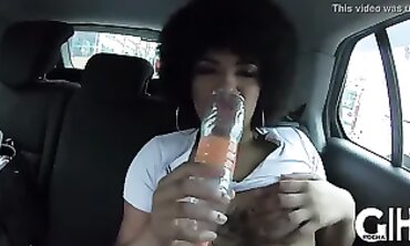 Ebony Latina Friend Joins Me In The Car