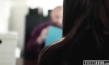 Petite Brunette Sweetheart Negotiates A College Taboo