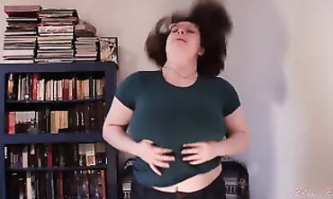 Melonie Kares: Busty Brunette in Blue Tee