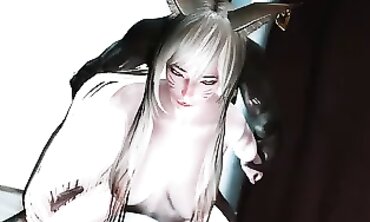 Skyrim Ahri Cosplay Threesome in a Cozy Apartment